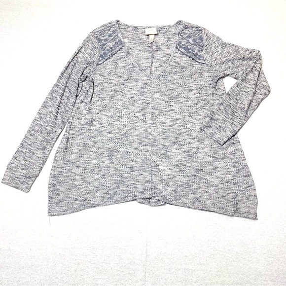 Knox Rose Sweaters - Knox Rose Sweater Women’s M Gray Long Sleeve V Neck Pullover Lightweight Knit